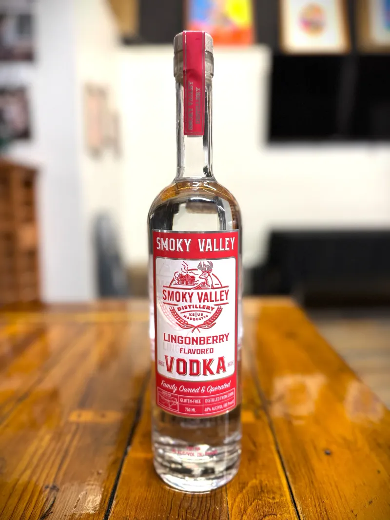 Lingonberry Vodka bottle — Smoky Valley Distillery