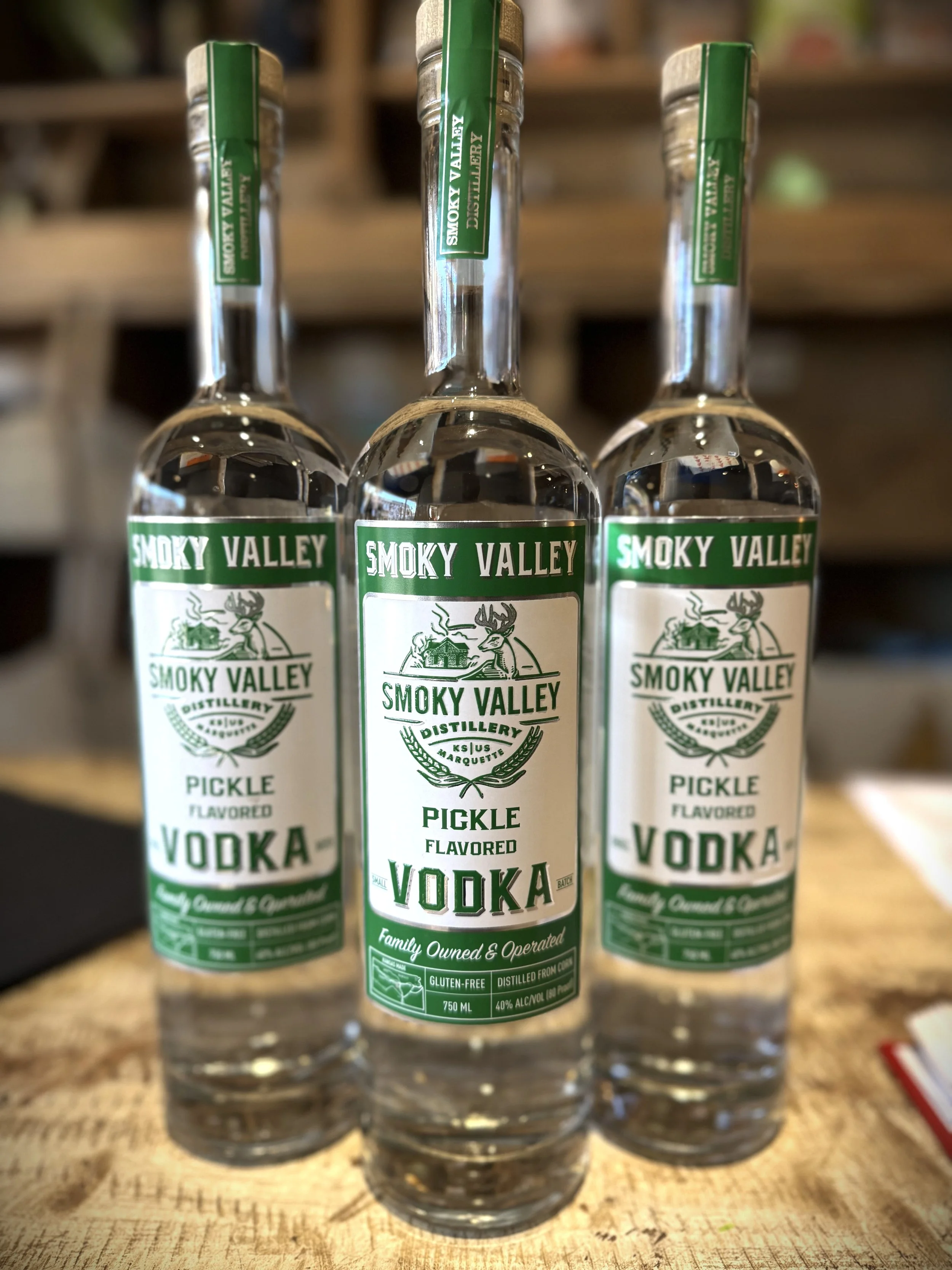 Pickle Vodka bottle — Smoky Valley Distillery